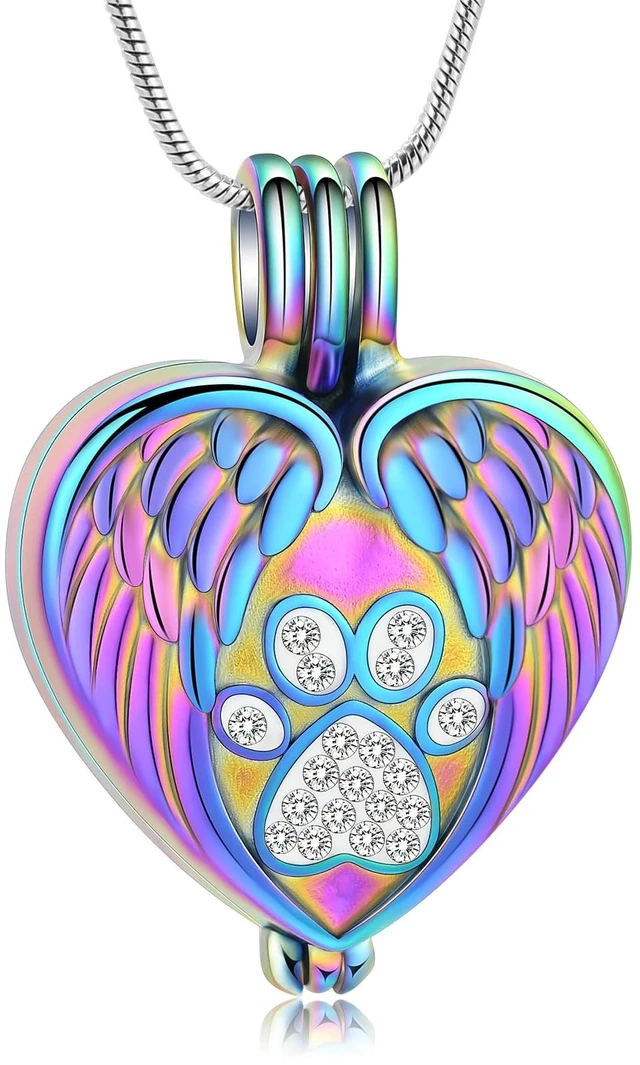 Main image of zeqingjw Pet Cremation Jewelry for Ashes Pendant Paw Print Pet Heart Urn Necklace Memorial Keepsake Jewelry for Pet/Dog's/Cat's Ashes