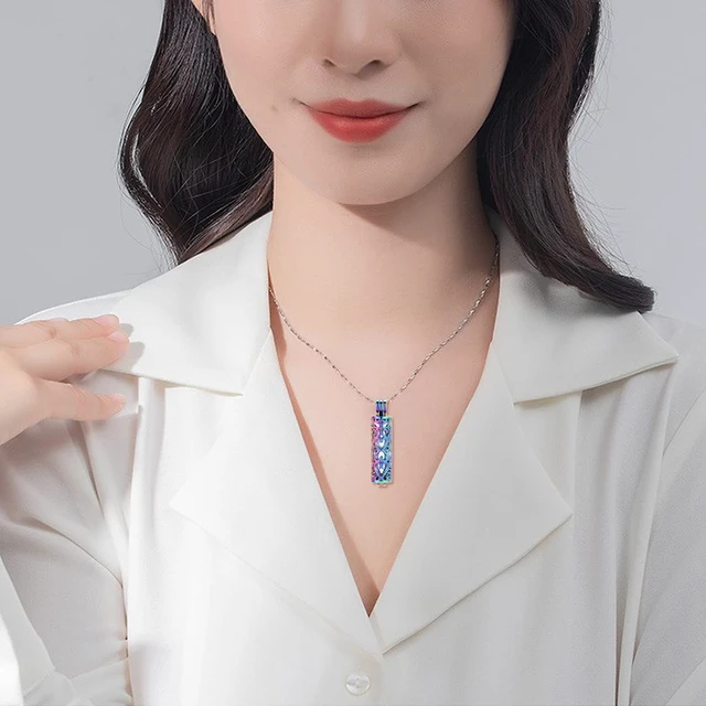 Alt view image 5 of 7 - Imrsanl Cremation Jewelry Urn Necklace for Ashes Pendant with Hollow Glass Vial Cylinder Cremation Keepsake Memorial Lockets Ashes Holder for Women Men Pet