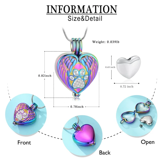 Alt view image 2 of 7 - zeqingjw Pet Cremation Jewelry for Ashes Pendant Paw Print Pet Heart Urn Necklace Memorial Keepsake Jewelry for Pet/Dog's/Cat's Ashes