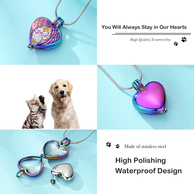 Alt view image 3 of 7 - zeqingjw Pet Cremation Jewelry for Ashes Pendant Paw Print Pet Heart Urn Necklace Memorial Keepsake Jewelry for Pet/Dog's/Cat's Ashes