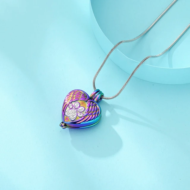 Alt view image 7 of 7 - zeqingjw Pet Cremation Jewelry for Ashes Pendant Paw Print Pet Heart Urn Necklace Memorial Keepsake Jewelry for Pet/Dog's/Cat's Ashes