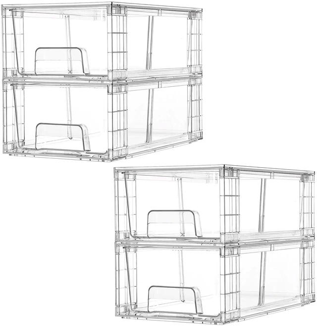 Main image of Vtopmart 4 Pack Stackable Clear Drawer with Dividers