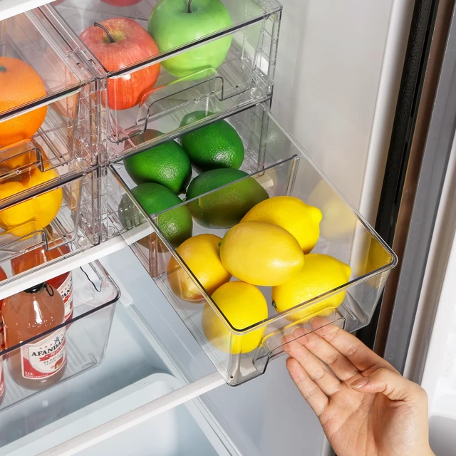 Alt view image 4 of 7 - Vtopmart 4 Pack Stackable Clear Drawer with Dividers