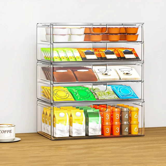 Alt view image 3 of 7 - caktraie 6-Pack Acrylic Stackable Storage Drawers for Vanity, Desk, Bath