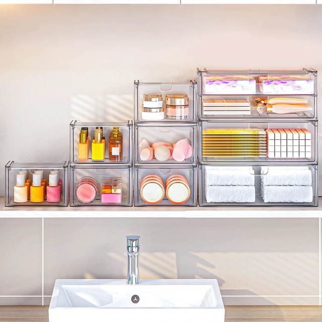 Alt view image 6 of 7 - caktraie 6-Pack Acrylic Stackable Storage Drawers for Vanity, Desk, Bath
