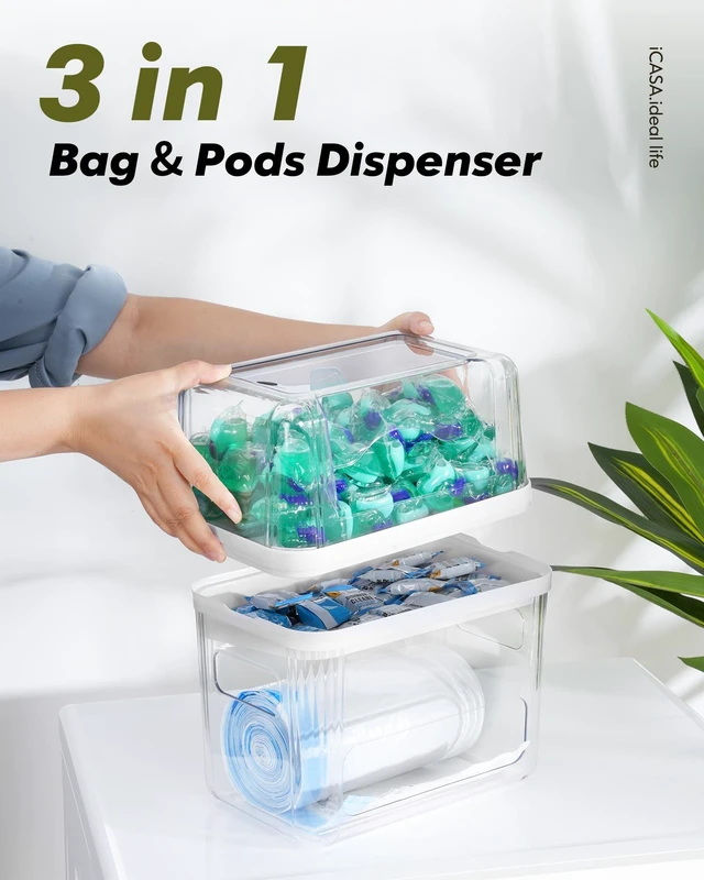 Alt view image 2 of 6 - iCASA Trash Bag Dispenser Dishwasher Pods Container Under Sink Organizer