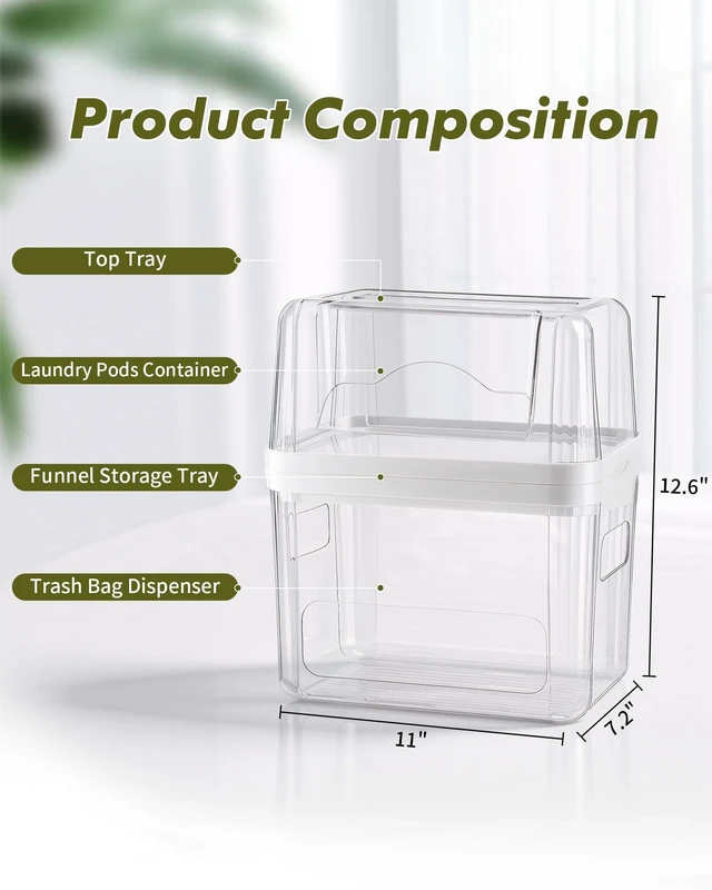 Alt view image 3 of 6 - iCASA Trash Bag Dispenser Dishwasher Pods Container Under Sink Organizer