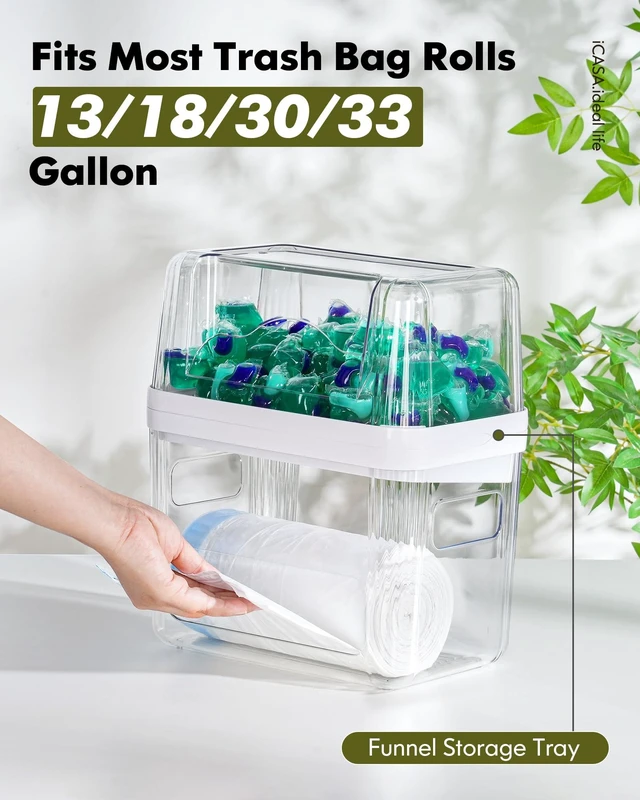 Alt view image 4 of 6 - iCASA Trash Bag Dispenser Dishwasher Pods Container Under Sink Organizer