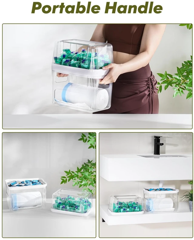 Alt view image 6 of 6 - iCASA Trash Bag Dispenser Dishwasher Pods Container Under Sink Organizer