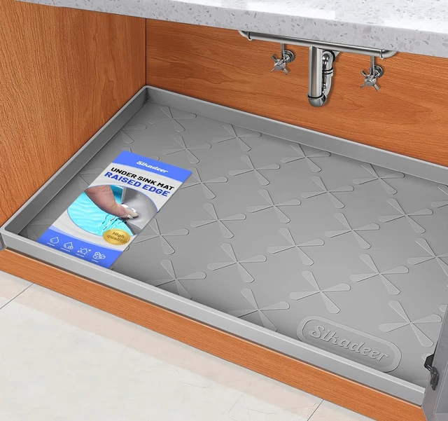 Main image of SIKADEER Waterproof Under Sink Mat 34" x 22", Silicone Mat Kitchen liner