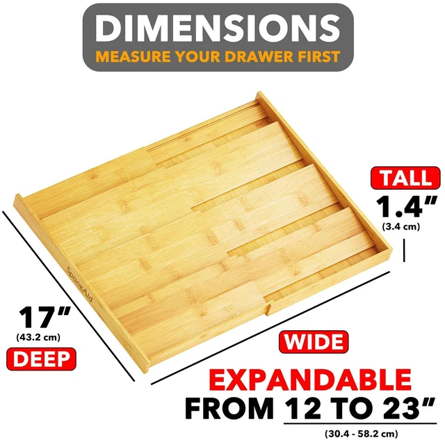Alt view image 3 of 7 - SpaceAid Bamboo Spice Drawer Organizer, (Need 3" Deep Drawer) Expandable 4 Tier Spices Rack for Cabinet, Kitchen Seasoning Storage Insert (Jars Not Included, From 12" to 23" Wide)