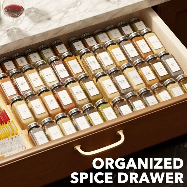 Alt view image 7 of 7 - SpaceAid Bamboo Spice Drawer Organizer, (Need 3" Deep Drawer) Expandable 4 Tier Spices Rack for Cabinet, Kitchen Seasoning Storage Insert (Jars Not Included, From 12" to 23" Wide)