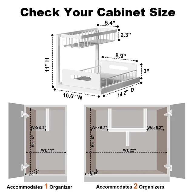Alt view image 5 of 7 - REALINN Under Sink Organizer, L-Shaped 2 Tier Pull Out Cabinet Organizer