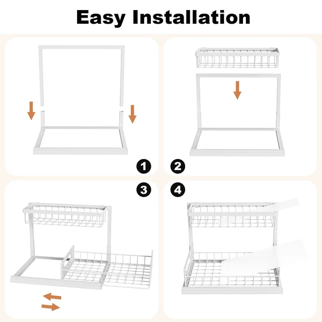 Alt view image 7 of 7 - REALINN Under Sink Organizer, L-Shaped 2 Tier Pull Out Cabinet Organizer