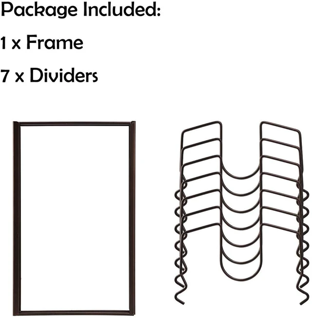 Alt view image 5 of 5 - Toplife Pot Lids Organizer Rack for Cabinet and Countertop, 7+ Pan Lids and Bakeware Organizer Rack Holder with 7 Adjustable Compartments - Brown