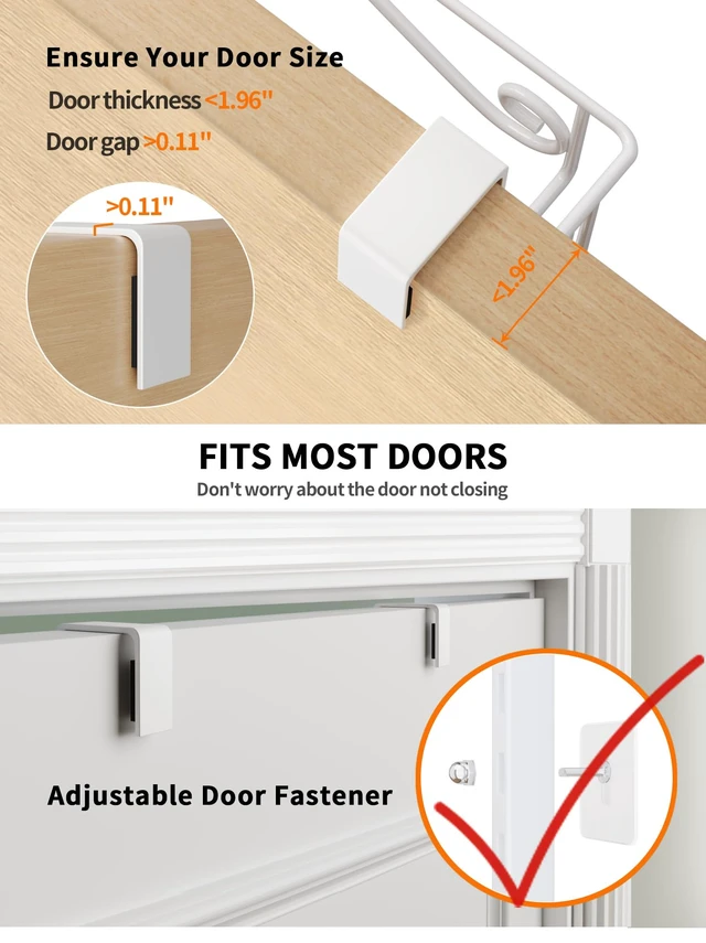 Alt view image 4 of 7 - 8-Tier Over Door Pantry Organizer, Adjustable Metal Hanging Storage Rack for Kitchen Pantry, White