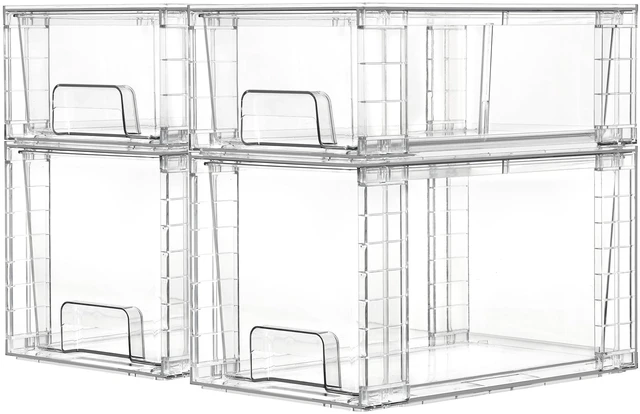 Main image of Vtopmart Clear Stackable Storage Drawers, 4 Pack Kitchen Cabinet Set