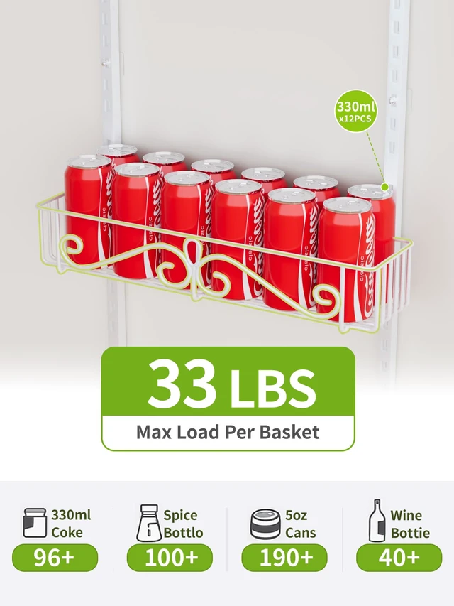 Alt view image 5 of 7 - 8-Tier Over Door Pantry Organizer, Adjustable Metal Hanging Storage Rack for Kitchen Pantry, White