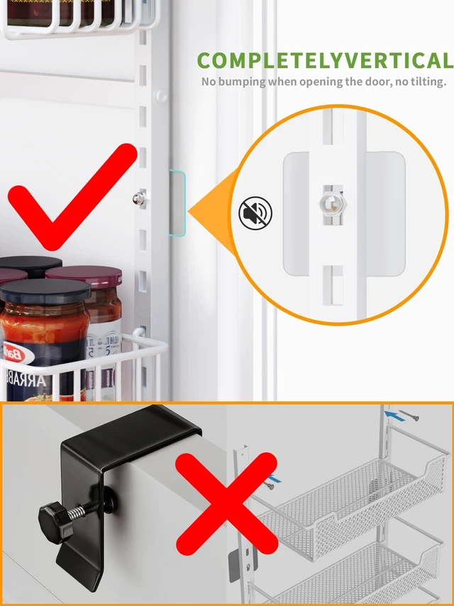 Alt view image 6 of 7 - 8-Tier Over Door Pantry Organizer, Adjustable Metal Hanging Storage Rack for Kitchen Pantry, White