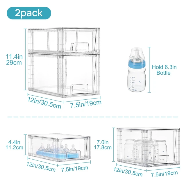 Alt view image 2 of 7 - Vtopmart Clear Stackable Storage Drawers, 4 Pack Kitchen Cabinet Set