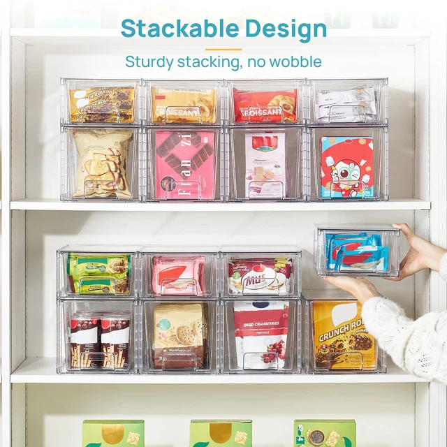 Alt view image 4 of 7 - Vtopmart Clear Stackable Storage Drawers, 4 Pack Kitchen Cabinet Set