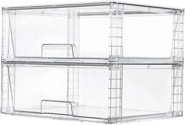 Main image of Vtopmart 2 Pack Large Clear Stackable Plastic Storage Drawers for Closet