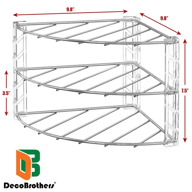 Alt view image 2 of 5 - Deco Brothers 3-Tier Counter and Cabinet Corner Shelf Organizer, Chrome