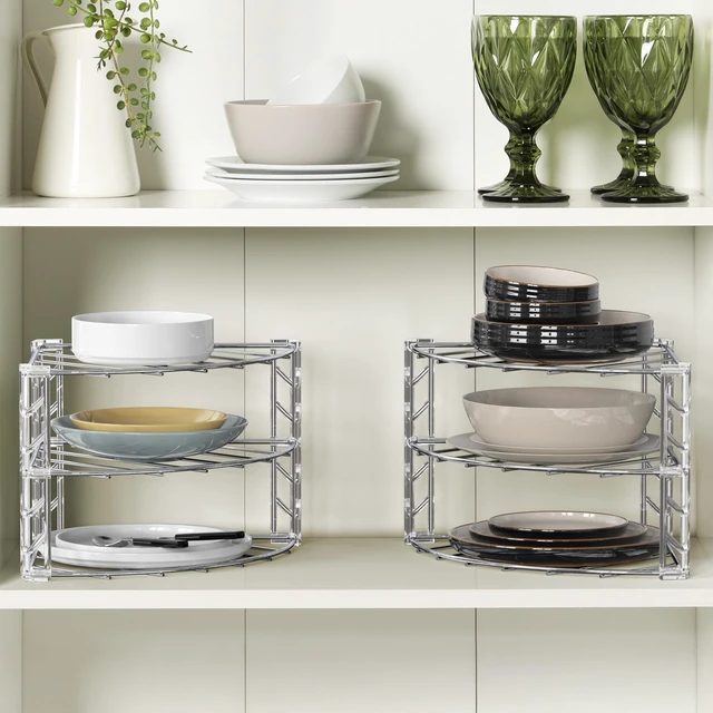 Alt view image 3 of 5 - Deco Brothers 3-Tier Counter and Cabinet Corner Shelf Organizer, Chrome
