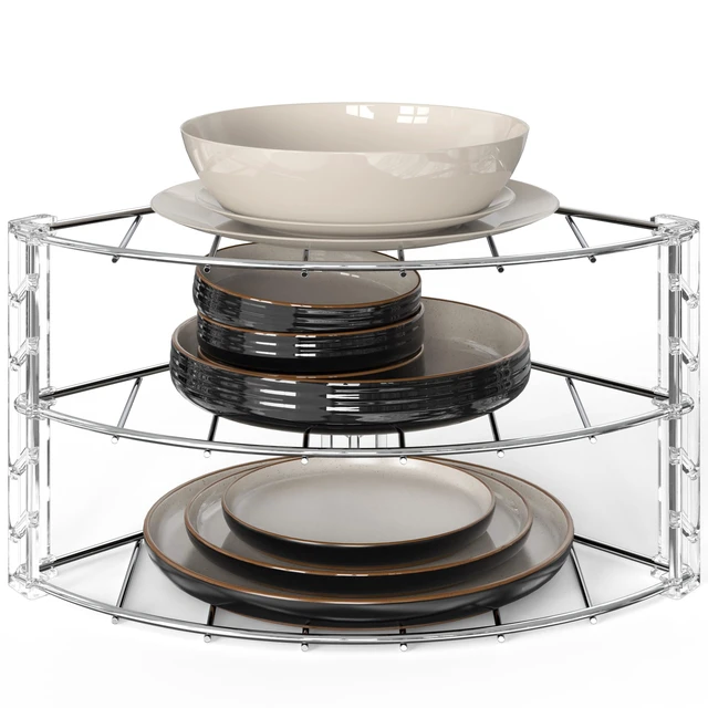 Alt view image 4 of 5 - Deco Brothers 3-Tier Counter and Cabinet Corner Shelf Organizer, Chrome
