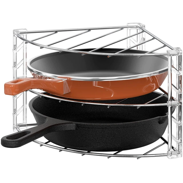 Alt view image 5 of 5 - Deco Brothers 3-Tier Counter and Cabinet Corner Shelf Organizer, Chrome