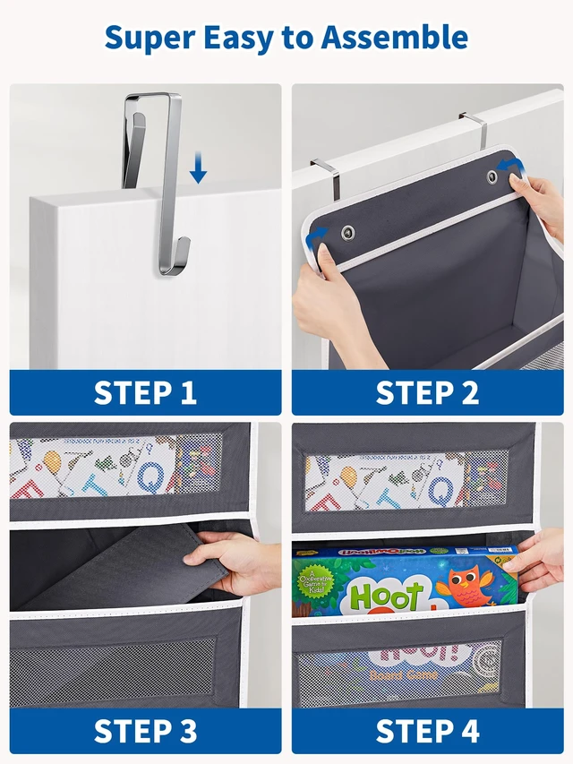 Alt view image 7 of 7 - JARLINK Over The Door Organizer, 5 Shelf Hanging Organizer w/ 5 Pockets
