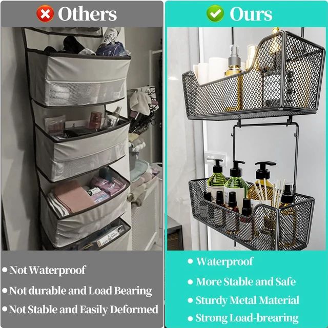 Alt view image 2 of 7 - HapiRm Over The Door Organizer - Hanging Door Organizer with 4 Metal Large Capacity Baskets and Adjustable Coat Hook for Bathroom Bedroom Kitchen Pantry Closet Cabinet
