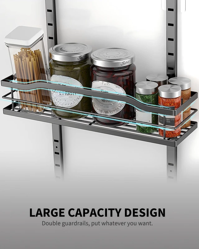 Alt view image 4 of 7 - Moforoco 9-Tier Over The Door Pantry Organizer, Pantry Organization and Storage, Black Hanging Basket Wall Spice Rack Seasoning Shelves, Home & Kitchen Bedroom Bathroom House Essentials