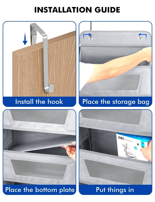 Alt view image 5 of 6 - Meolsaek Over the Door Organizer,46lbs Anti-Tilt Behind the Door Storage
