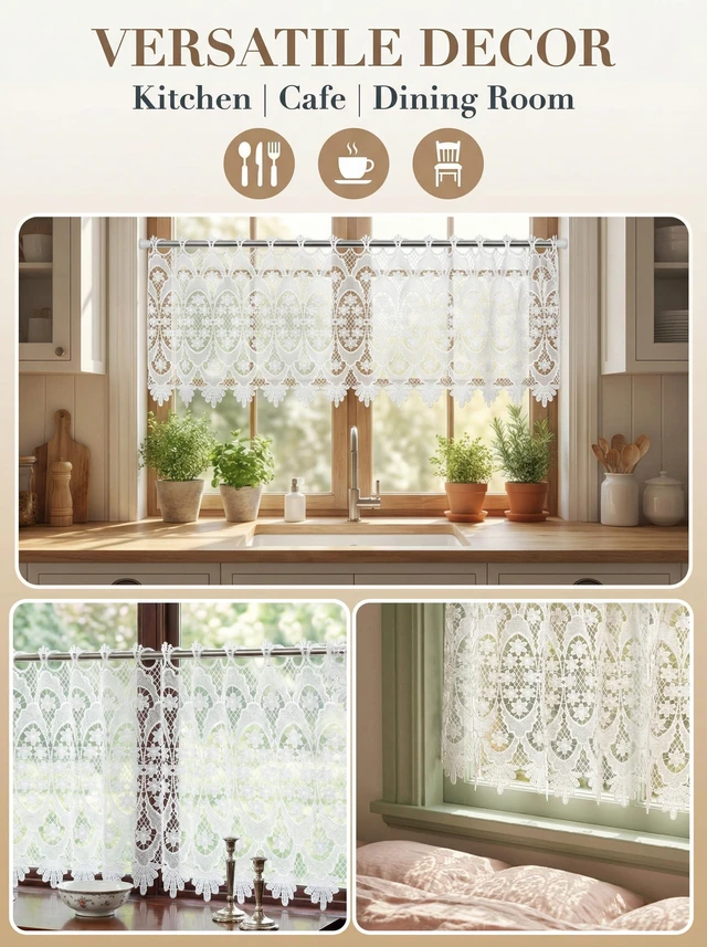 Alt view image 4 of 7 - Molaxhome Homey Sheer Embroidered Flowers Vine Valance Window Treatment