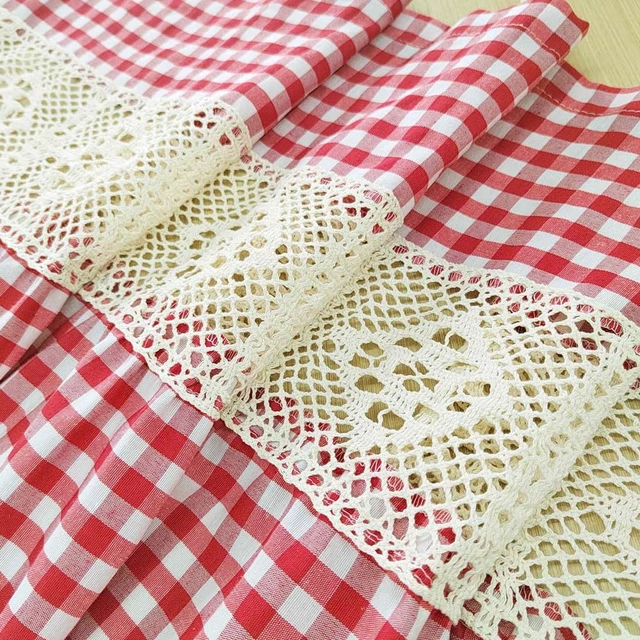 Alt view image 7 of 7 - Red Gingham Kitchen Sink Oven Curtain, Tie Top Cafe Curtain with Bow Ties