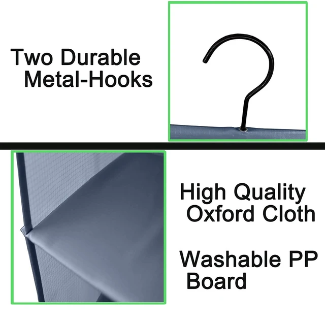 Alt view image 7 of 7 - Hanging Closet Organizer 3-Shelf, Oxford Fabric Wardrobe Storage, Gray