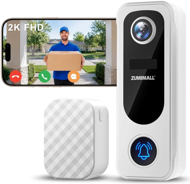 Main image of ZUMIMALL 2K Wireless Doorbell Camera No Subscription, Battery Powered