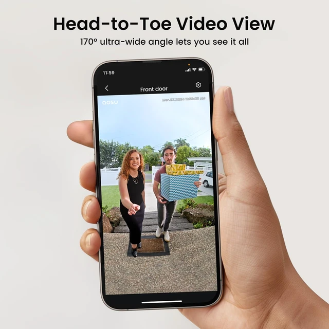 Alt view image 2 of 7 - aosu Video Doorbell Camera Wireless, 2K QHD, 170° Wide Angle, 2.4GHz WiFi