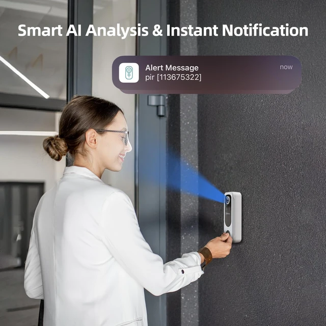Alt view image 2 of 7 - ZUMIMALL 2K Wireless Doorbell Camera No Subscription, Battery Powered