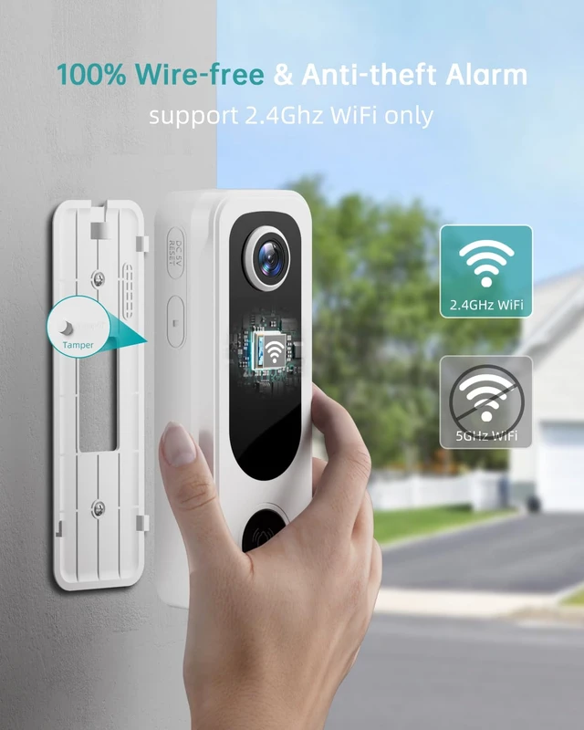 Alt view image 4 of 7 - ZUMIMALL 2K Wireless Doorbell Camera No Subscription, Battery Powered