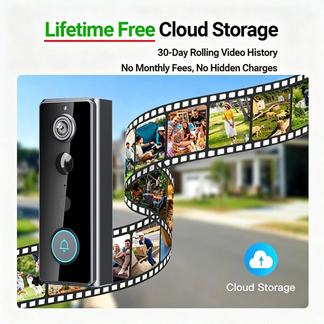 Alt view image 2 of 5 - Doorbell Camera Wireless No Subscription with Free Cloud Storage