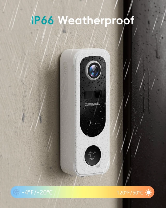 Alt view image 6 of 7 - ZUMIMALL 2K Wireless Doorbell Camera No Subscription, Battery Powered