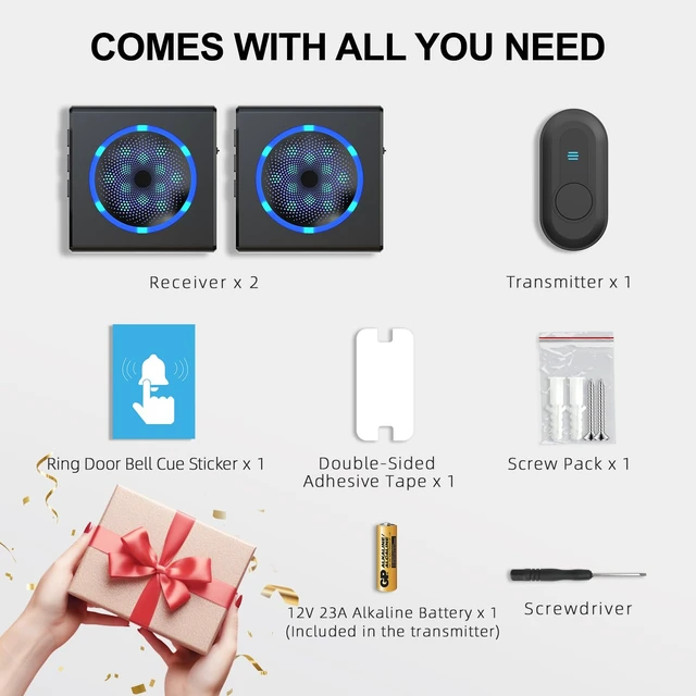 Alt view image 7 of 7 - CallToU Hearing Impaired Doorbell, Loud Wireless Chime with Flashing Light
