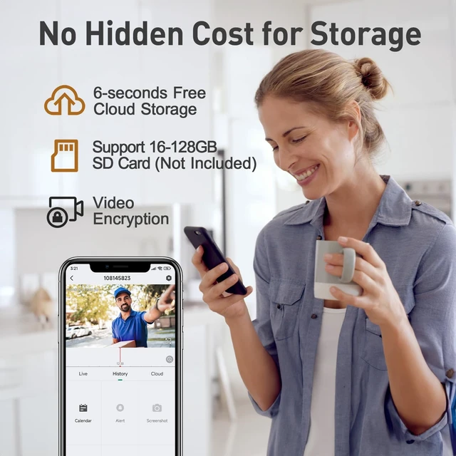 Alt view image 2 of 7 - XTU 2K Wireless Doorbell Camera with Chime, No Subscription, Alexa