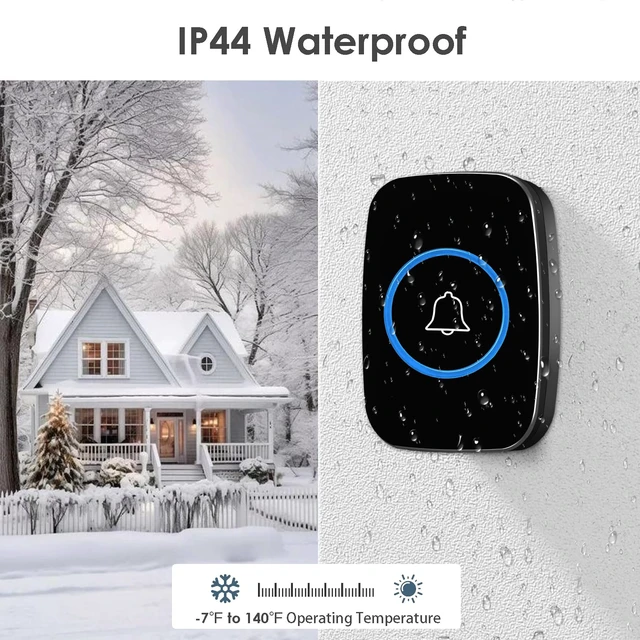 Alt view image 3 of 7 - FullHouse Wireless Doorbell Kit Waterproof, Distinguish Front and Back Door