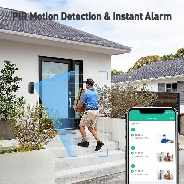 Alt view image 4 of 7 - XTU 2K Wireless Doorbell Camera with Chime, No Subscription, Alexa