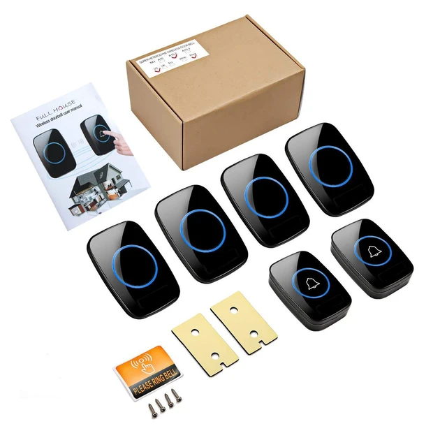 Alt view image 7 of 7 - FullHouse Wireless Doorbell Kit Waterproof, Distinguish Front and Back Door