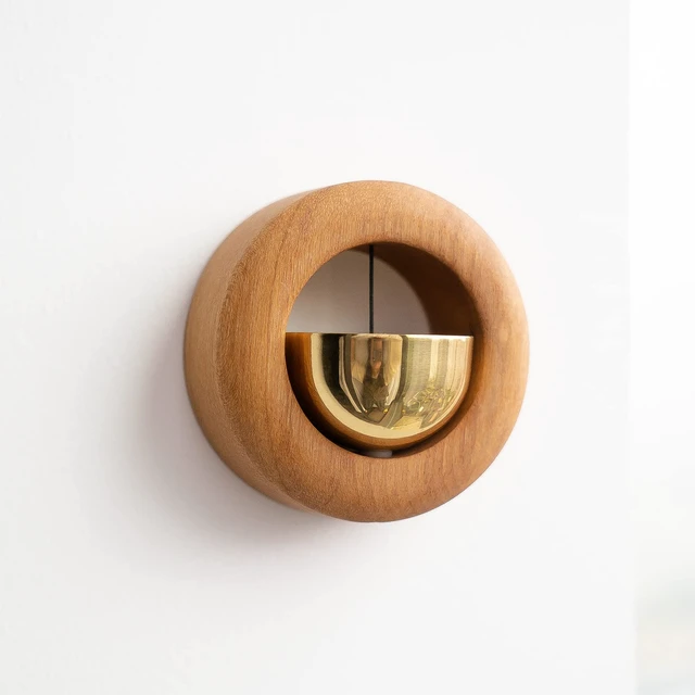 Alt view image 2 of 7 - Magnetic Shopkeepers Bell for Door Opening,Golden Silk Wood Door Chimes When Door Opens,Doorbell Chime,Office Ornaments Decoration for Entrance, Fridge Sticker and Barn Door Housewarming Gift
