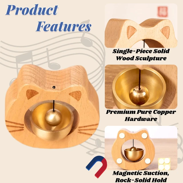 Alt view image 4 of 6 - Shopkeepers Bell for Door Opening, Magnetic Wood Doorbell, Wind Chime for Door, Store, Refrigerator, Porch, Garden, Entrance, Restaurant, Office, Housewarming Gift